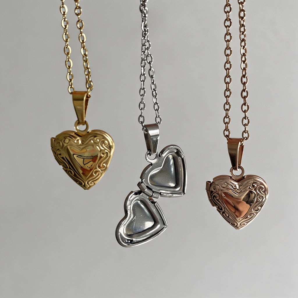 Engraved Heart Locket Necklace - Shopdayla Wholesale - #9778