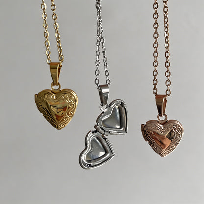 Engraved Heart Locket Necklace - Shopdayla Wholesale - #9778