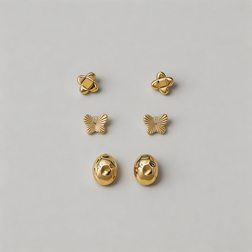 Gold Stud Earring Set - Shopdayla Wholesale - #4066