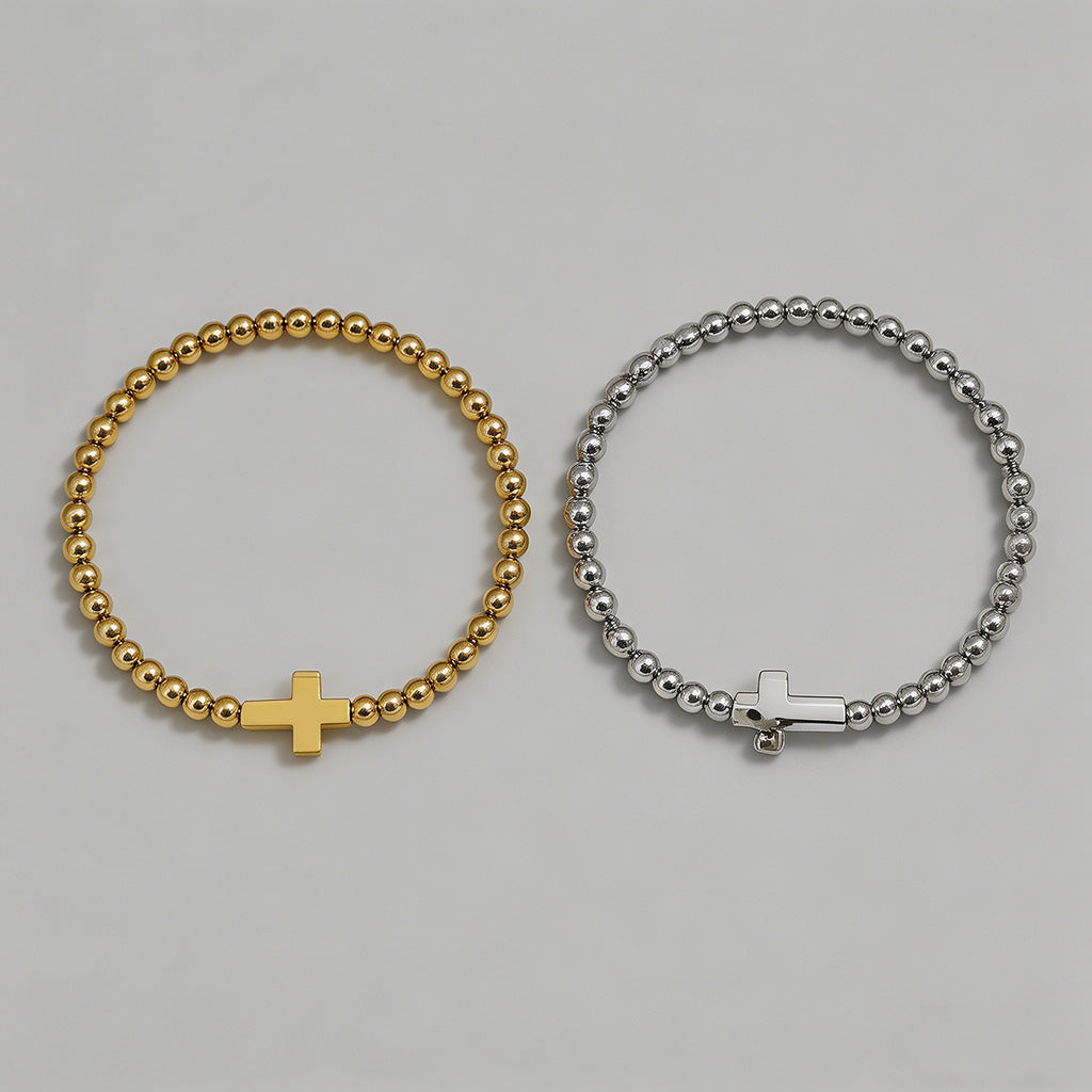 Cross Beaded Stretch Bracelet - Shopdayla Wholesale - #2962
