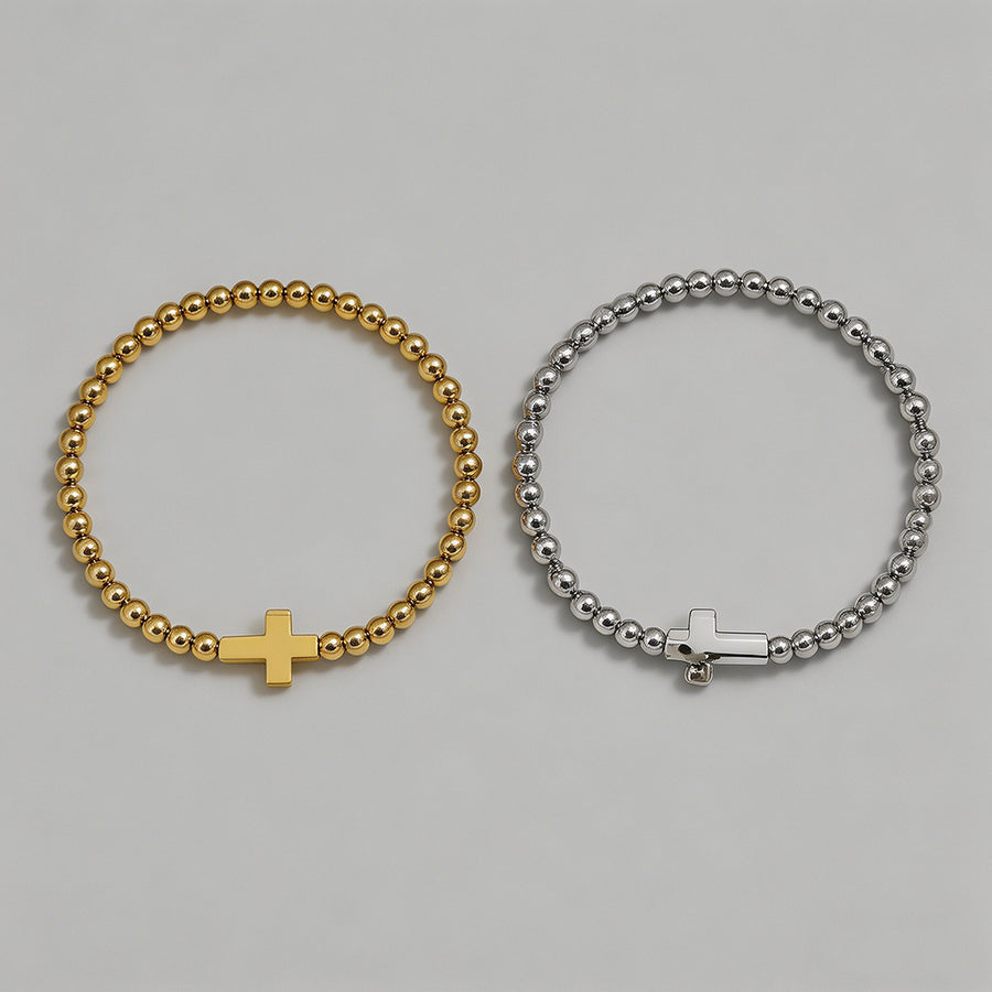 Cross Beaded Stretch Bracelet - Shopdayla Wholesale - #2962