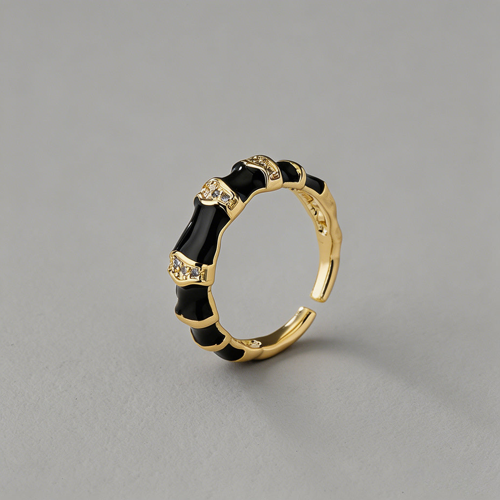 Enamel Bamboo Open Cuff Rings - Shopdayla Wholesale - #5682
