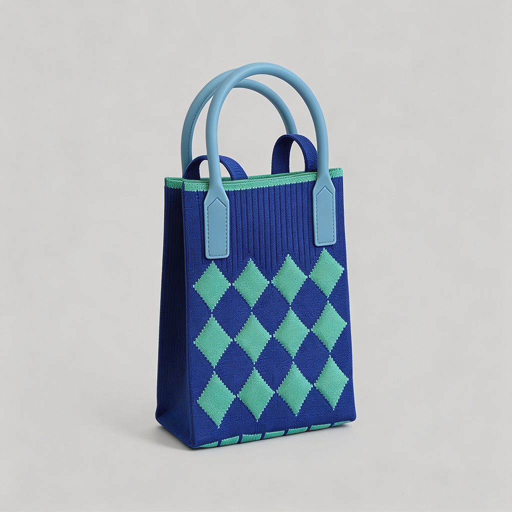 Vintage Knit Argyle Tote Bag - Shopdayla Wholesale - #5426