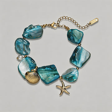 Blue Seashell & Pearl Jewelry Set