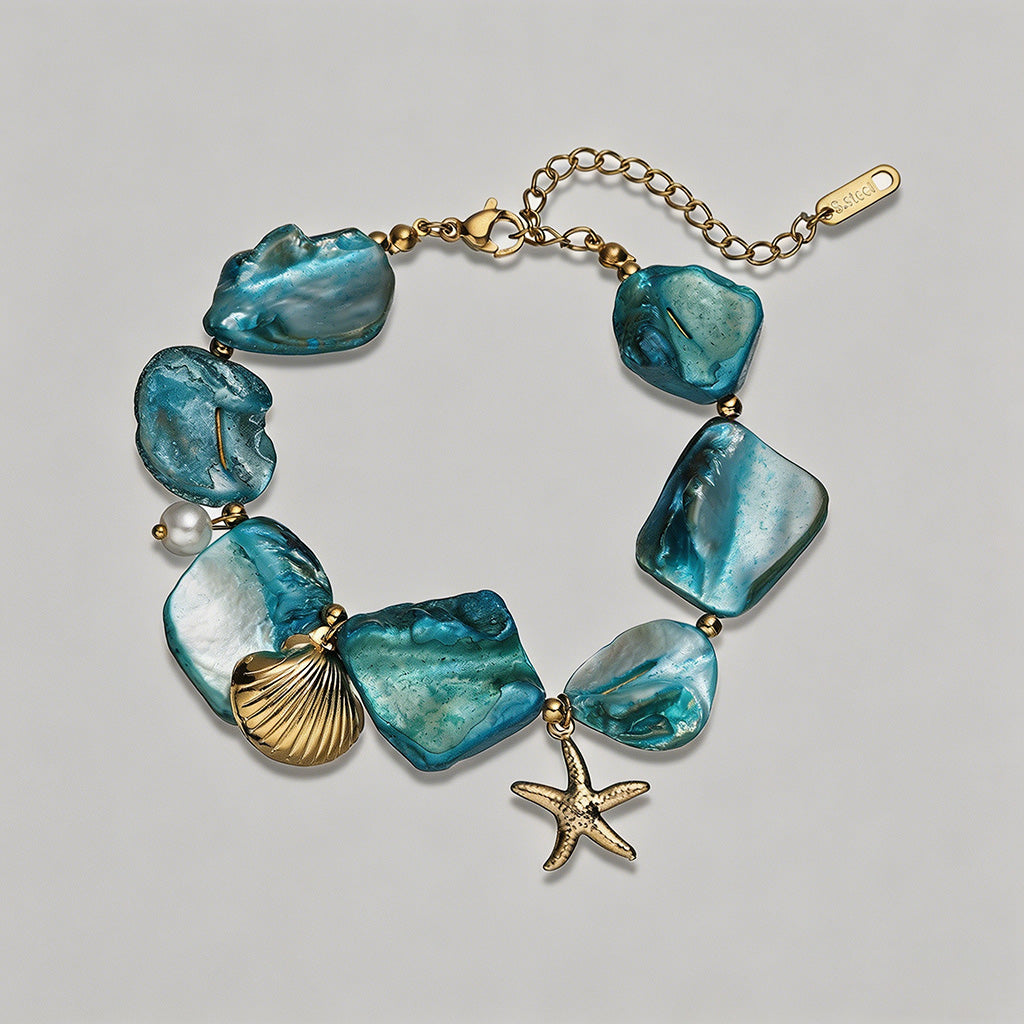 Blue Seashell & Pearl Jewelry - Shopdayla Wholesale - #3186