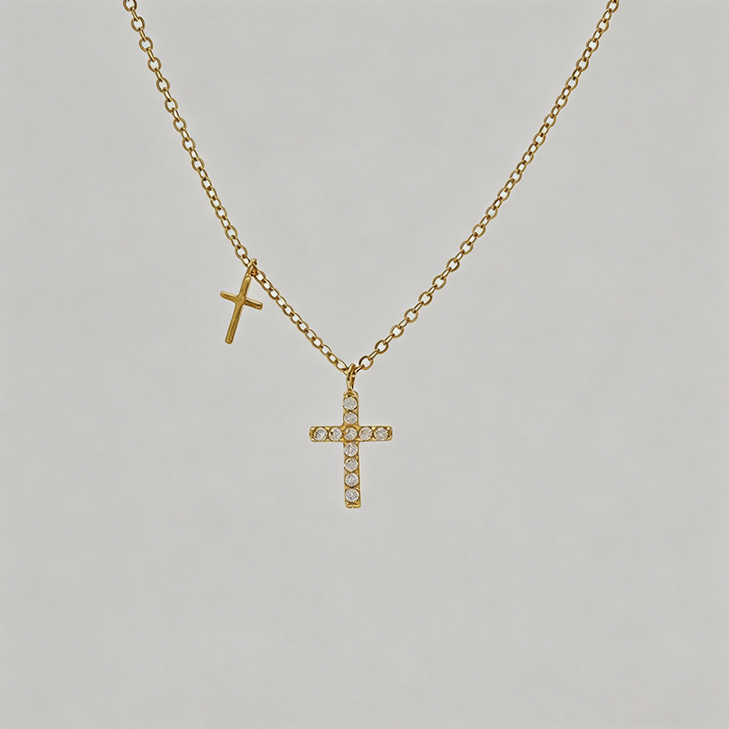 Double Cross Pendant Necklace - Shopdayla Wholesale - #7058