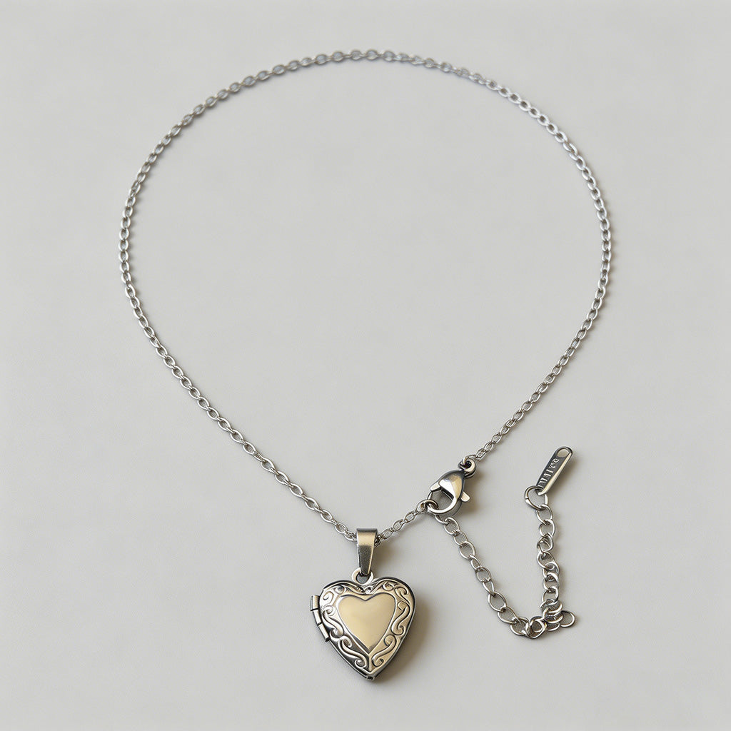 Engraved Heart Locket Necklace - Shopdayla Wholesale - #8082