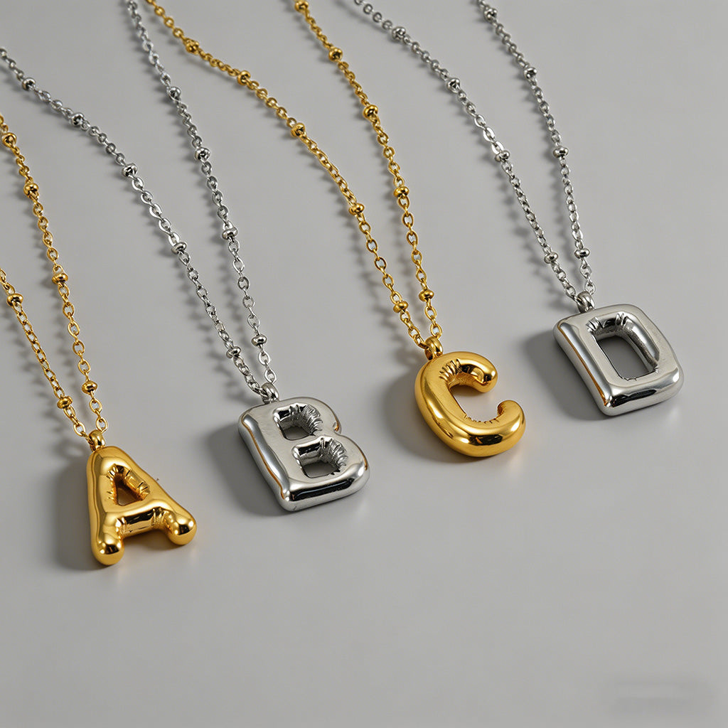 3D Bubble Letter Initial Neckl - Shopdayla Wholesale - #3314