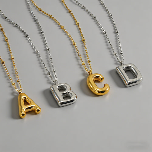 3D Bubble Letter Initial Neckl - Shopdayla Wholesale - #3314