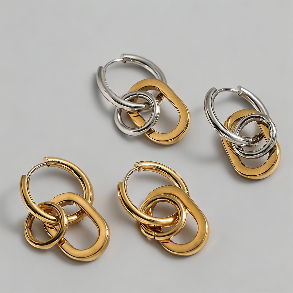 Dual Interlocking Hoop Earring - Shopdayla Wholesale - #3154