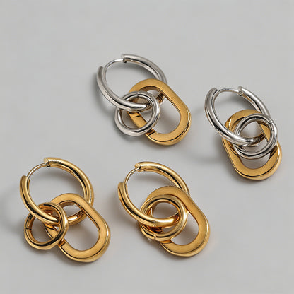Dual Interlocking Hoop Earring - Shopdayla Wholesale - #3154