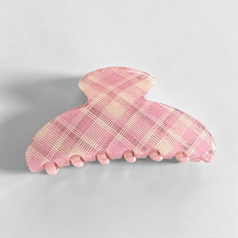 Gentle Pink Grid‑Pattern Hair - Shopdayla Wholesale - #9922
