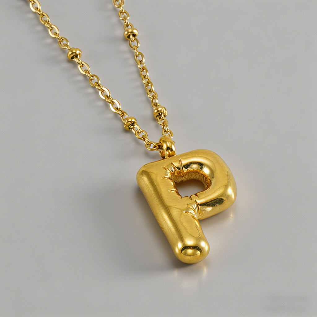 3D Bubble Letter Initial Neckl - Shopdayla Wholesale - #5730