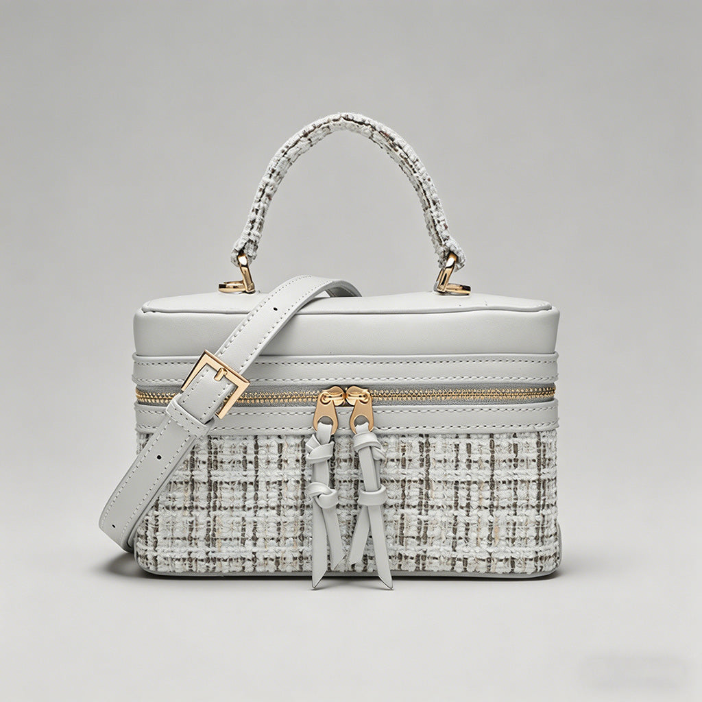 Tweed Boxy Handle  Bag - Shopdayla Wholesale - #2082