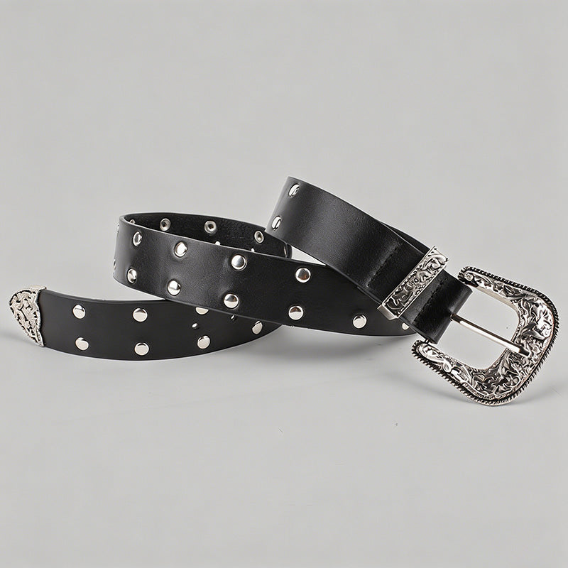 Vintage Engraved Buckle PU Bel - Shopdayla Wholesale - #0418
