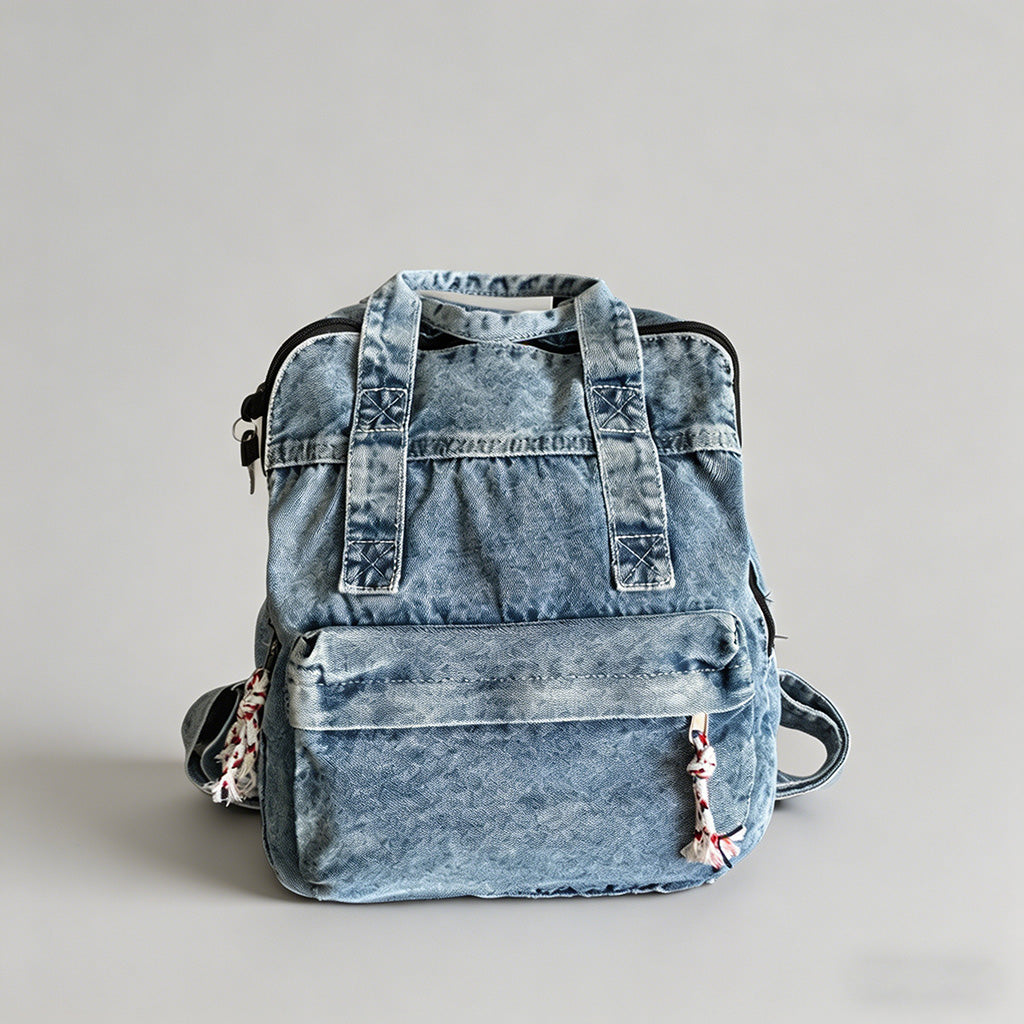 Vintage Washed Denim Backpack - Shopdayla Wholesale - #4130