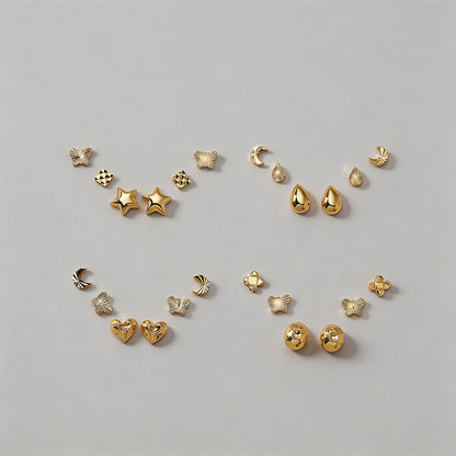 Gold Stud Earring Set - Shopdayla Wholesale - #5762