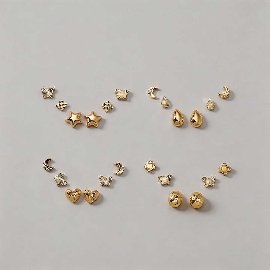 Gold Stud Earring Set - Shopdayla Wholesale - #5762