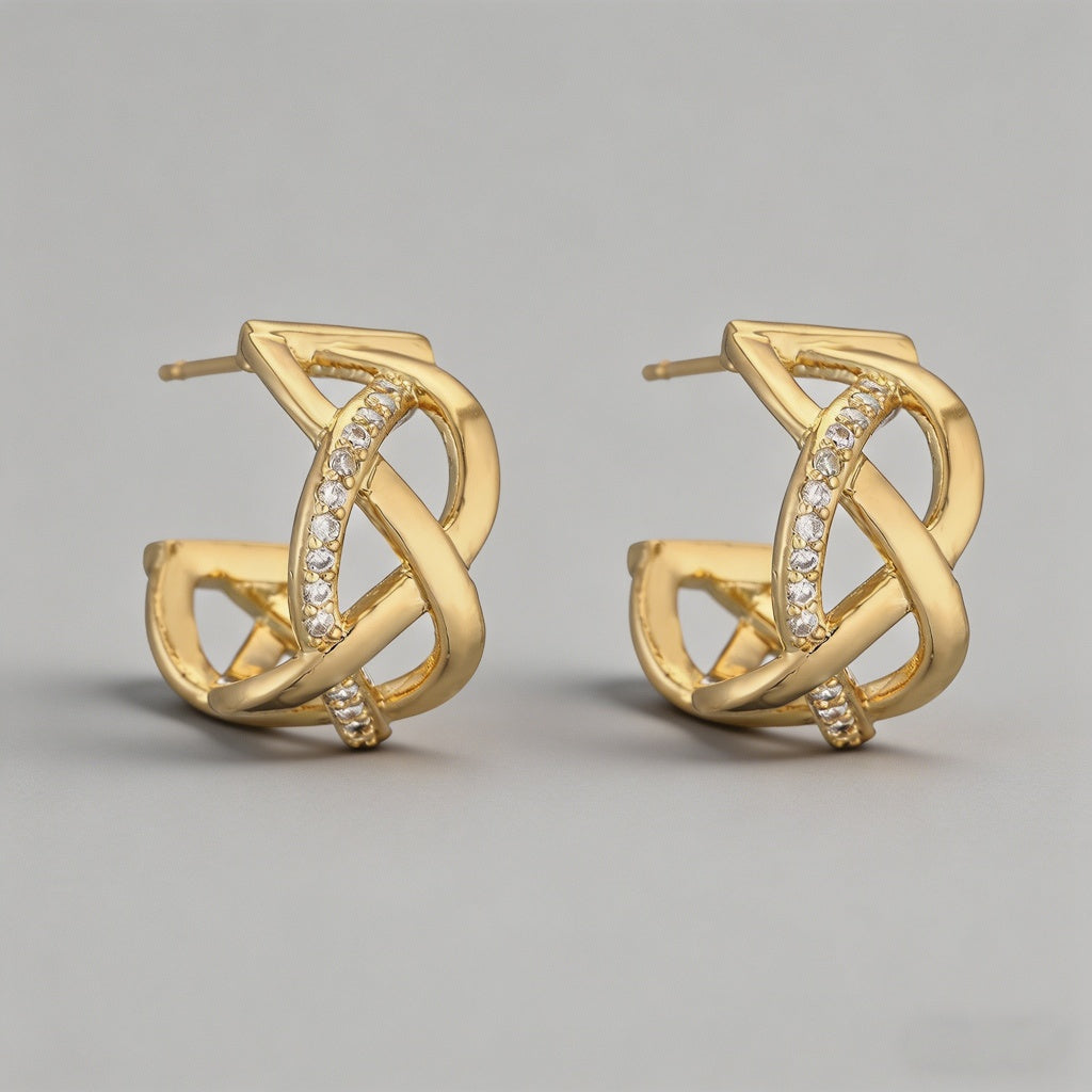 Hoop & Interlock Diamond-Shape - Shopdayla Wholesale - #5506