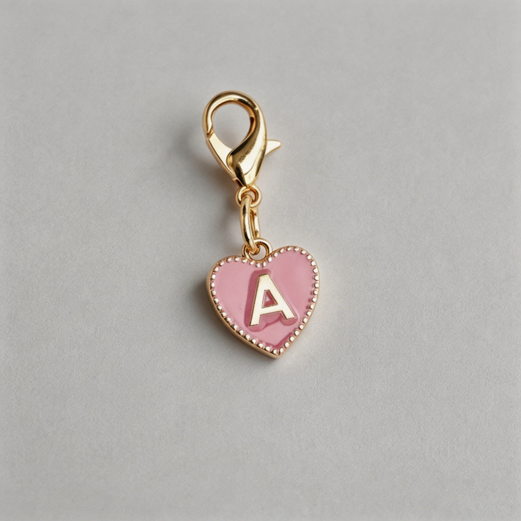 Heart Initial Keychain Charm - Shopdayla Wholesale - #0434