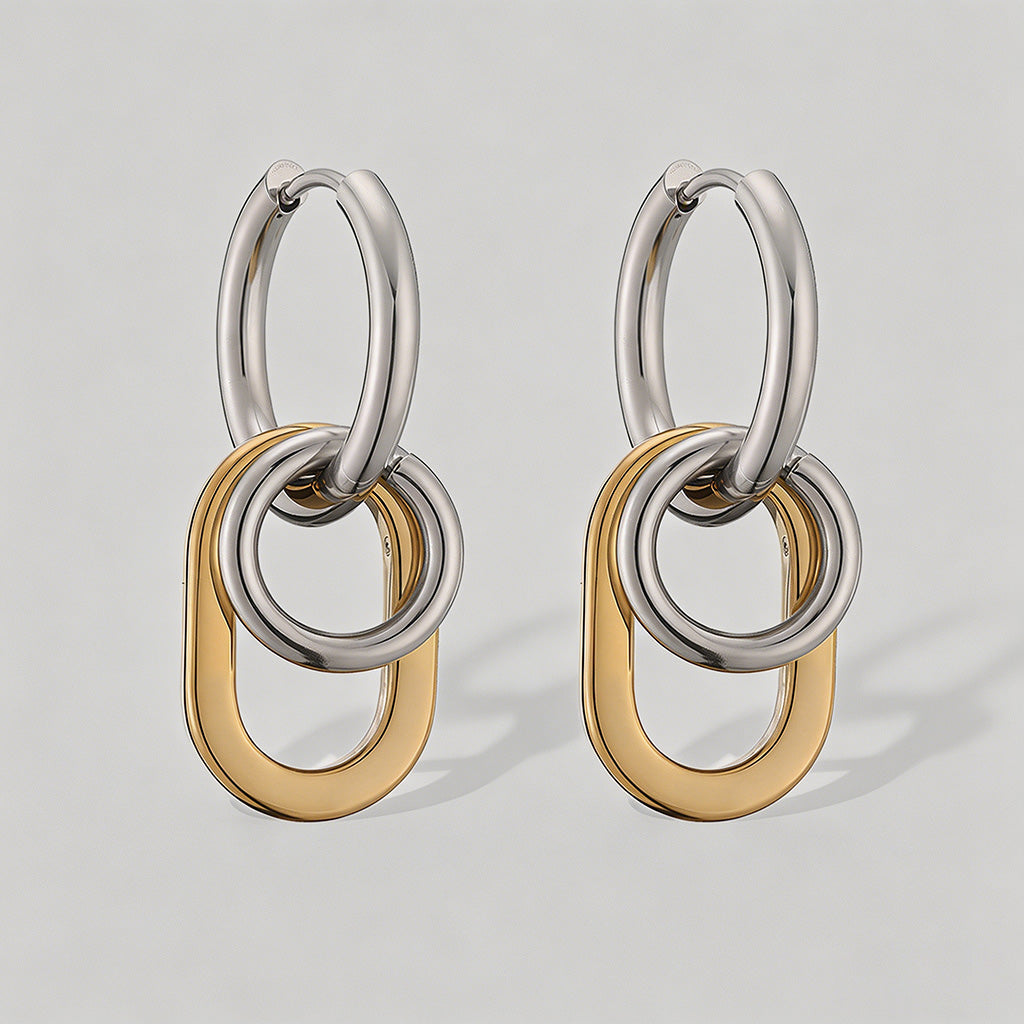 Dual Interlocking Hoop Earring - Shopdayla Wholesale - #1458