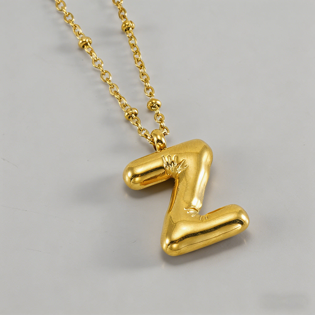 3D Bubble Letter Initial Neckl - Shopdayla Wholesale - #8050
