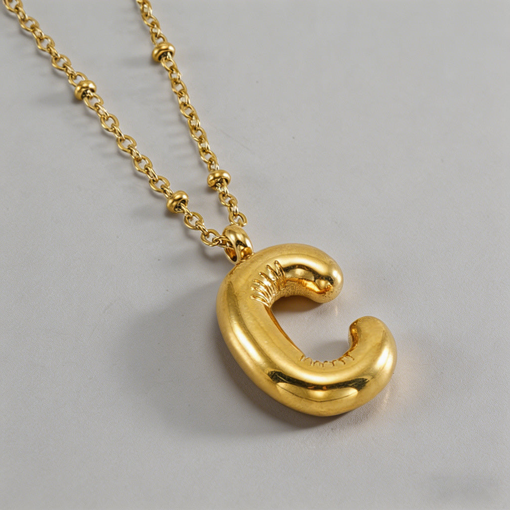 3D Bubble Letter Initial Necklace