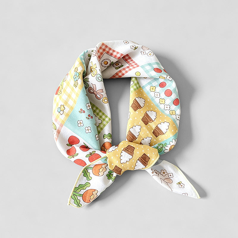 Simple Floral Print Square Sca - Shopdayla Wholesale - #1202