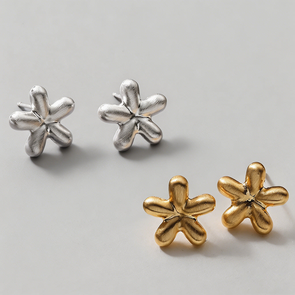 Matte Gold Plumeria Stud Earri - Shopdayla Wholesale - #2290