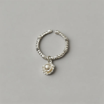 Silver Pearl Shell Open Cuff R - Shopdayla Wholesale - #1762