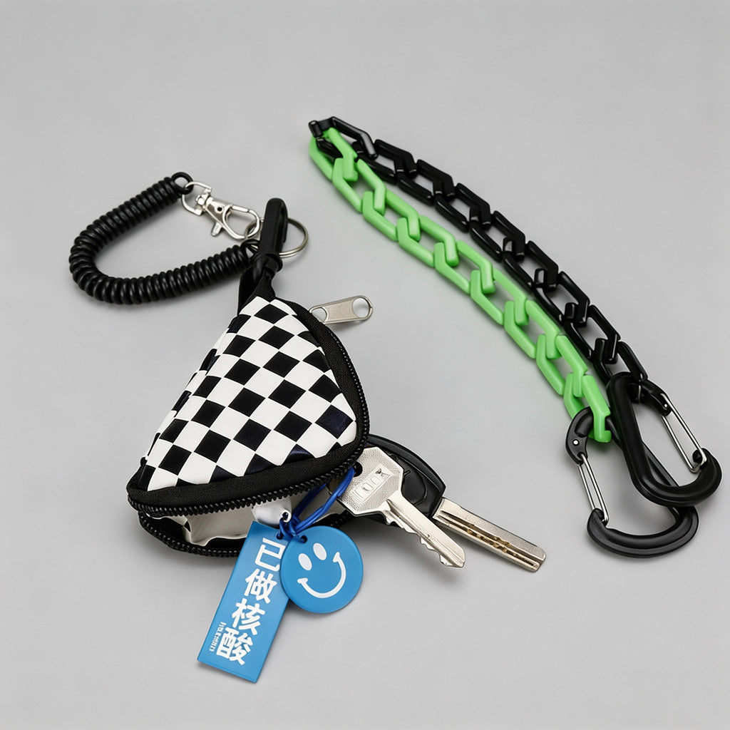 Checkered Triangle Coin Pouch - Shopdayla Wholesale - #1010