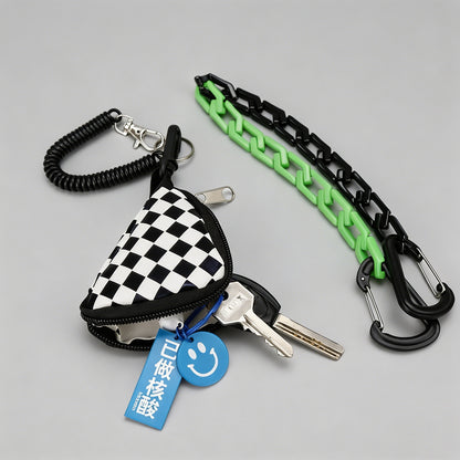 Checkered Triangle Coin Pouch - Shopdayla Wholesale - #1010
