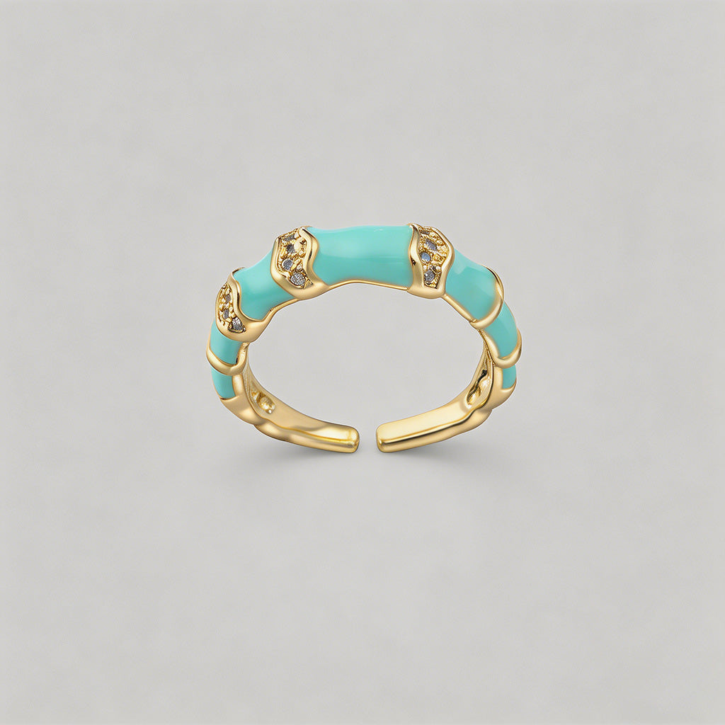 Enamel Bamboo Open Cuff Rings - Shopdayla Wholesale - #2914