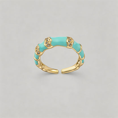 Enamel Bamboo Open Cuff Rings - Shopdayla Wholesale - #2914