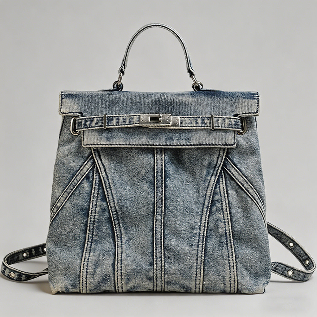 Vintage Washed Denim Convertible Backpack