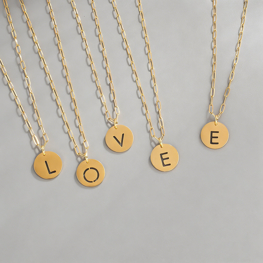 Letter Disc Pendant Necklace - Shopdayla Wholesale - #4450
