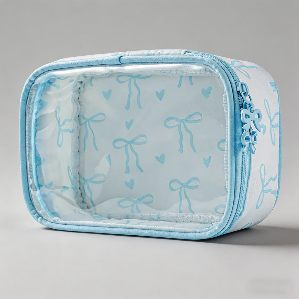 Bow Print Clear Top Cosmetic Bag