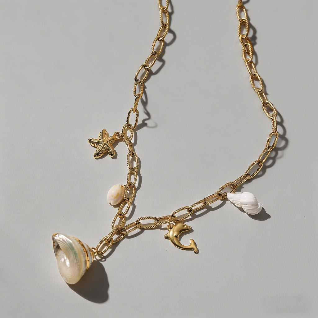 Baroque Pearl & Ocean Motif Necklace