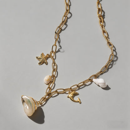 Baroque Pearl & Ocean Motif Ne - Shopdayla Wholesale - #5314