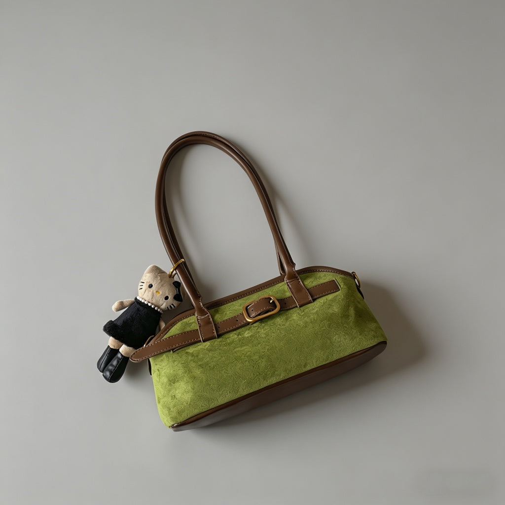 Color Block Suede Shoulder Bag - Shopdayla Wholesale - #0850