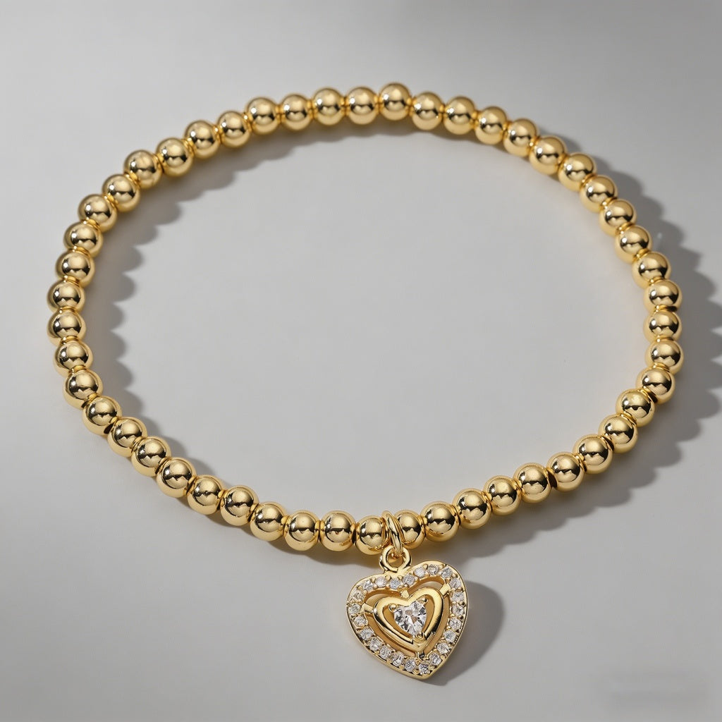 Heart-Themed Beaded Stretch Br - Shopdayla Wholesale - #4946