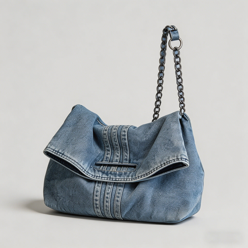 Vintage Denim Chain Shoulder T - Shopdayla Wholesale - #5090