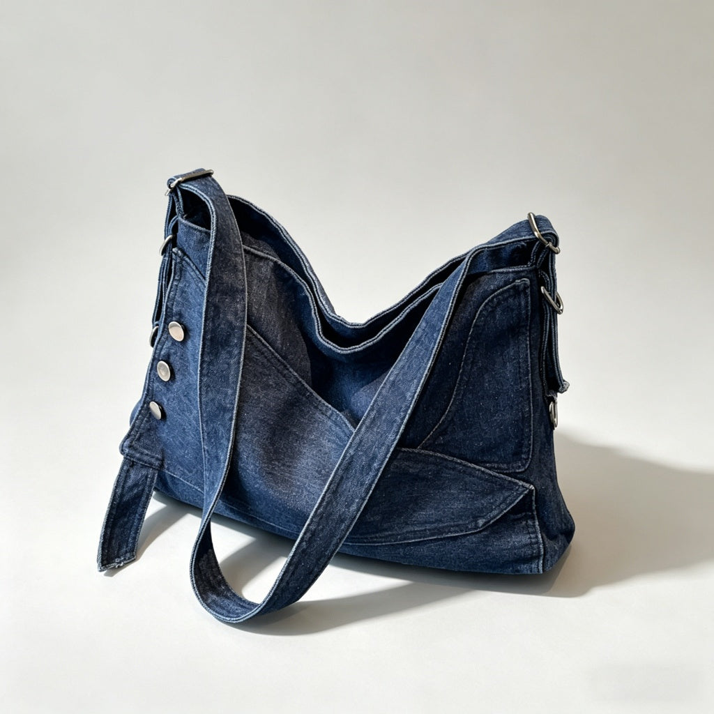 Vintage Washed Denim Hobo Bag - Shopdayla Wholesale - #5106