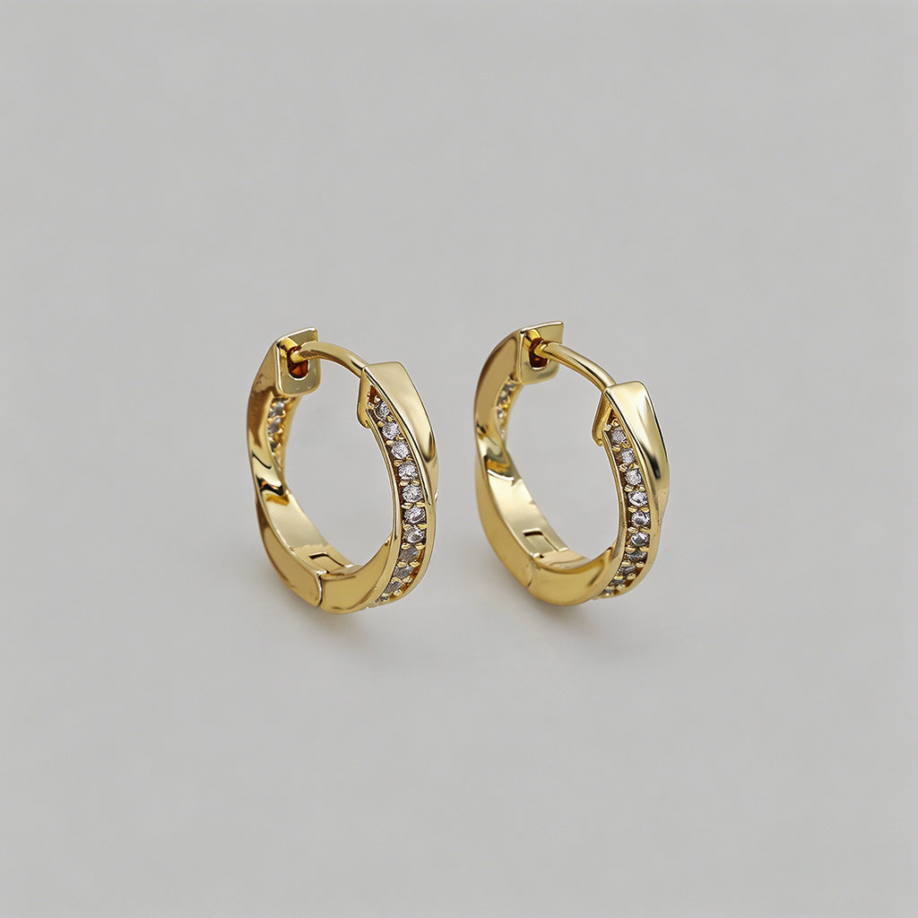 Gemstone Inlay Huggie Hoop Ear - Shopdayla Wholesale - #7650