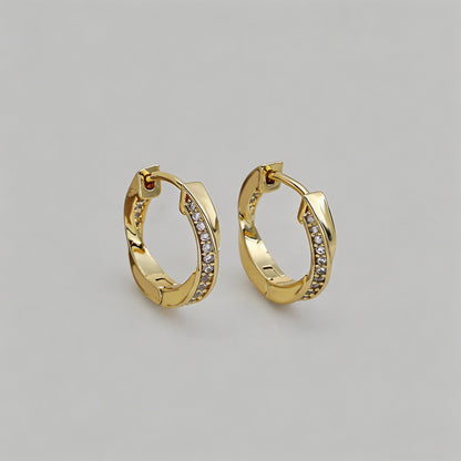 Gemstone Inlay Huggie Hoop Ear - Shopdayla Wholesale - #7650