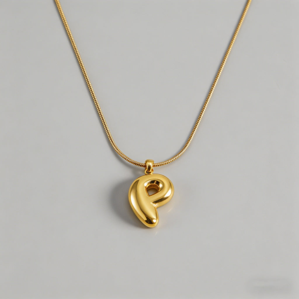 3D Bubble Letter Initial Neckl - Shopdayla Wholesale - #7778