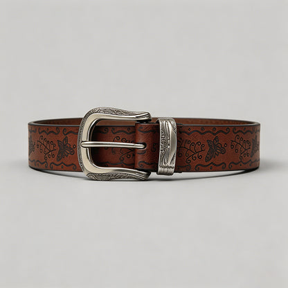 Retro Butterfly Print PU Belt - Shopdayla Wholesale - #8066