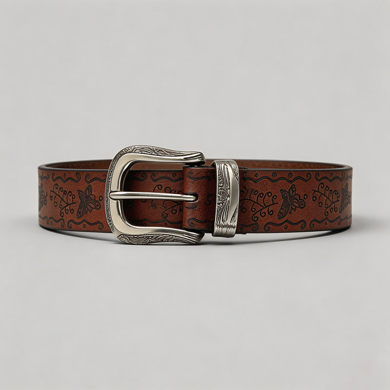 Retro Butterfly Print PU Belt - Shopdayla Wholesale - #6386