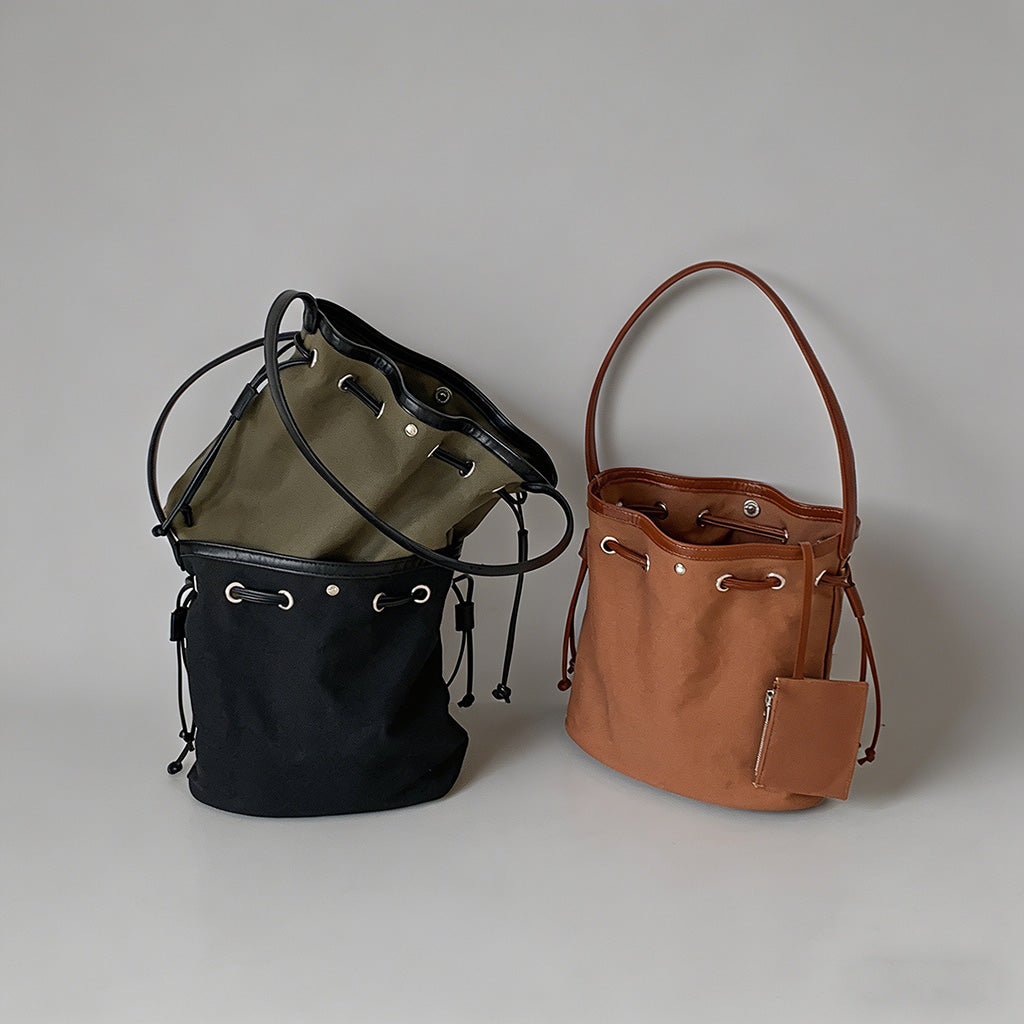 Canvas Drawstring Bucket Shoulder Bag