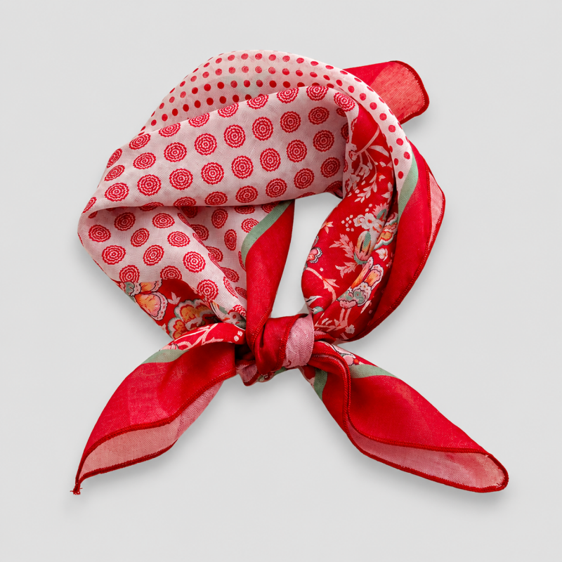 Red Tone Floral Square Scarf - Shopdayla Wholesale - #2562